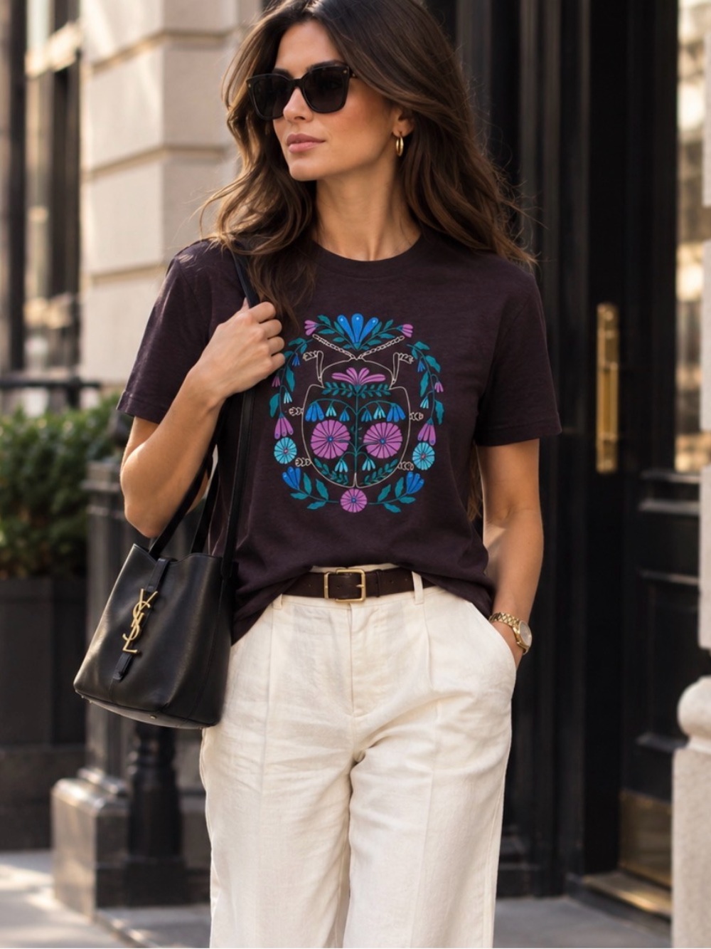 New Anna Sui black cotton 100% Short Sleeve Tee size S